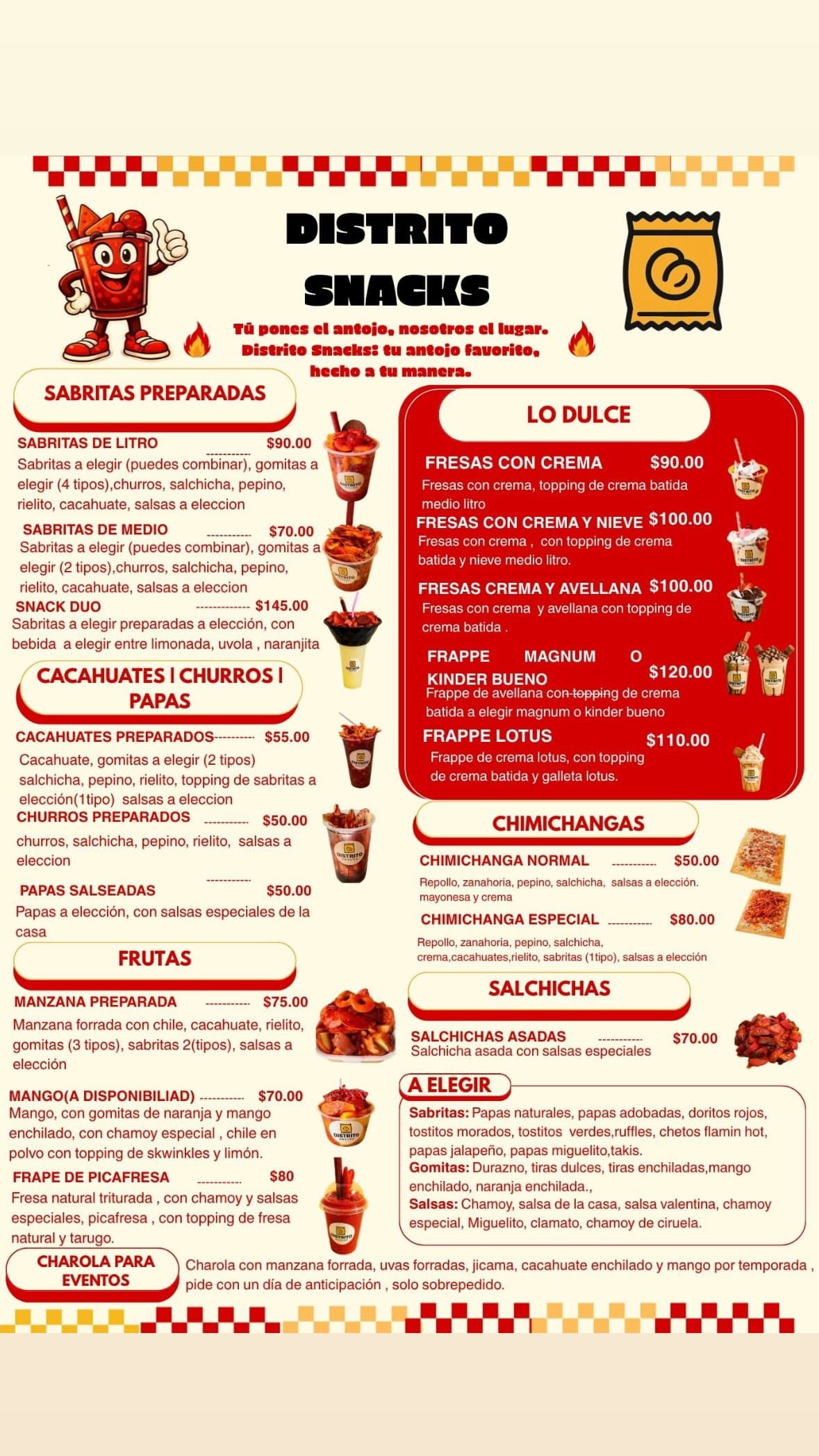 Menú Distrito Snacks